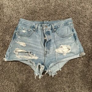 Levi's Light Blue Ripped Jean Shorts